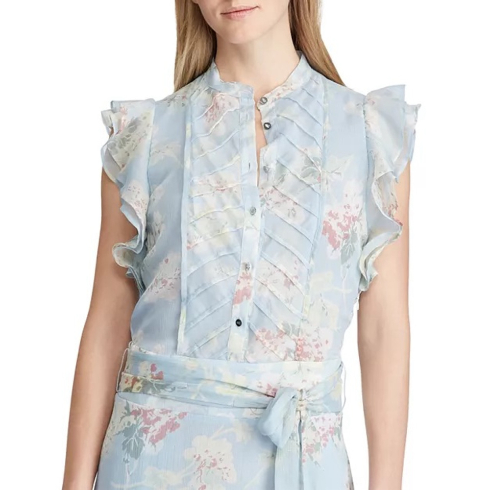 Lauren Ralph Lauren Floral Print Ruffle Midi Dress 16 - Picture 5 of 12